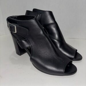 Avellini Black Leather Chunky Heel Shoes Woman’s size 40 Made in Italy US 9